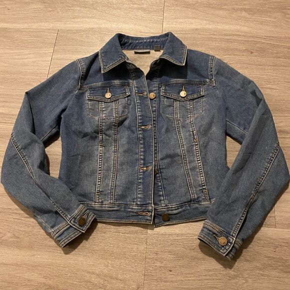 New York & Company Jackets & Blazers - New York & Co. cotton blue denim casual button down long sleeve jacket size XS